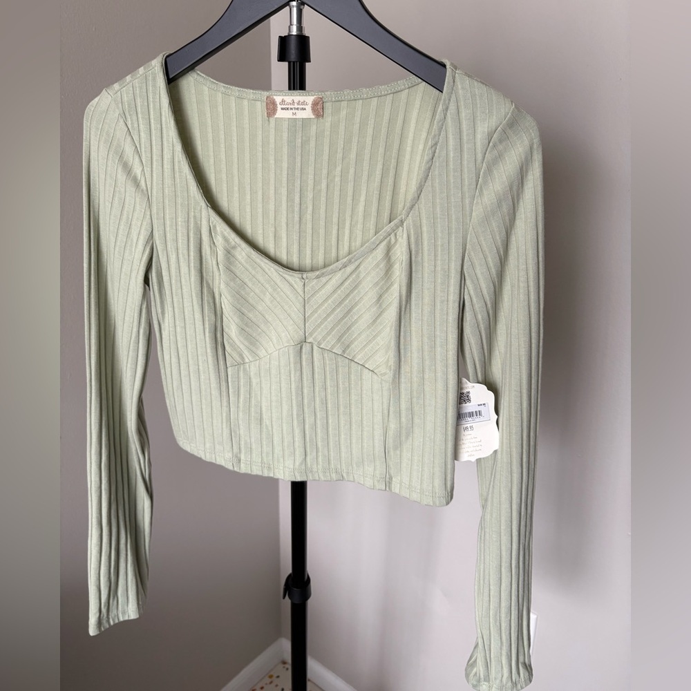 Altar'd State Light Green Ribbed Crop Top